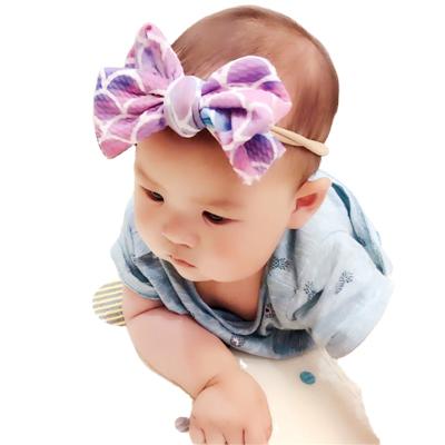 China Large Bow Headband Fashionable Hair Band DIY Handwork Printing Cotton Headwear For Baby 2021 New for sale