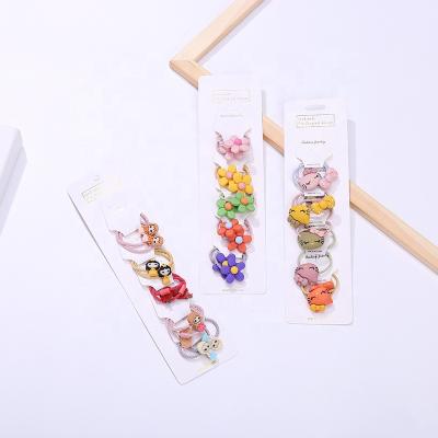 China 5Pairs/Set Cute Children's Hair Ring Cute Cartoons Hair Accessories New Summer Baby Elastic Band for sale