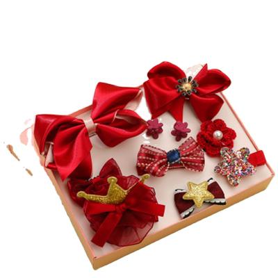 China 10Pcs/Set Cute Bow Hair Accessory Set Handmade Snow Yarn Flower Hairpin For Girls for sale