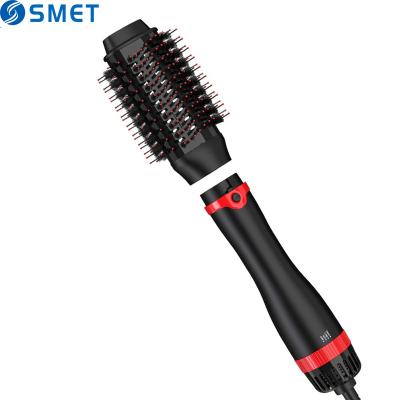 China Style Electric Hair Comb Hair Dryer Hot Interchangeable Blower Brush Head Straightener 2 in 1 One Step Hot Airbrush for sale