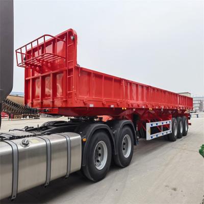 China High Quality Heavy Bulk Goods 3 Axles 80T Cargo Stake Cargo Side Wall Barrier Semi-Trailer Middle And Bottom Transport for sale