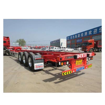 China Skeleton three axles container transport container high quality low bed skeleton semi trailer for sale