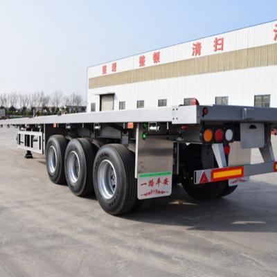 China Flat Bed Shipping Container 20ft 40ft Terminal Trailer (Multiple Trailers For One Vehicle) Tow Truck Semi Trailer 3 Axle Flat Bed Truck Trailer With Container Lock For Sale for sale