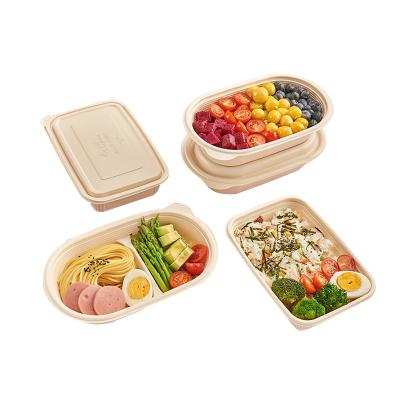 China 750ml 1000ml Eco Friendly Microwavable Square Paper Bowls Rectangular Food Container for sale