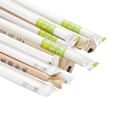 China Viable paper straws 12mm wrap biodegradable drinking bubble tea straw boba custom disposable for sale