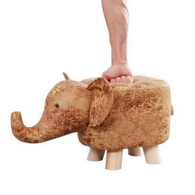 China Factory Wholesale Contemporary Kids Solid Wood Step PU Leather Gray Rabbit Animal Shape Stool Lightweight for sale