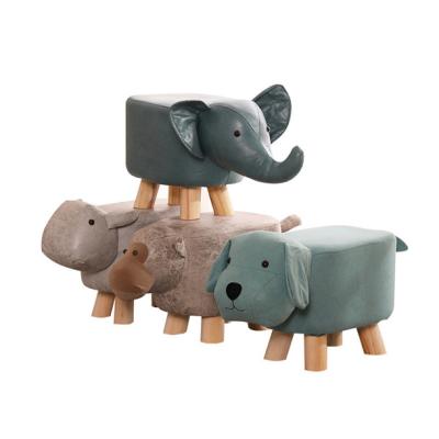 China Contemporary Wooden Kids Shoe Chair Animal Shape Pouf Ottoman Kids Foot Stool for sale