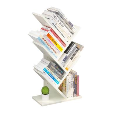 China Contemporary Portable Tree Shape Small Books Rack Space Saving 4-Tier Wooden Desk Shelf for sale