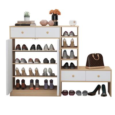 China Modern Contemporary Storage 3 Tier Shoe Rack Cabinet , Wooden Shoe Storage Cabinet for sale