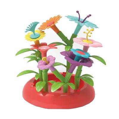 China Construction Toy Flower Garden Building Toy for Kids - STEM Toys Pretend Play Flowers Stacking Study with Flower Vase for sale