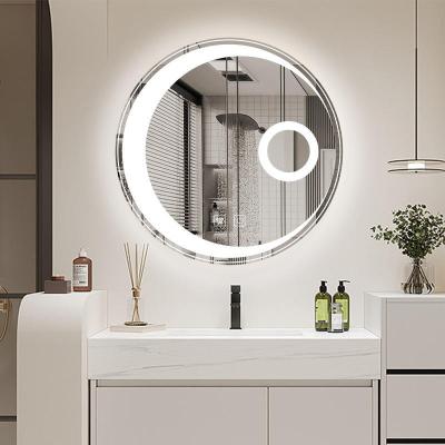 China Customized Size Bright Backlit Led Mirror Wall Mounted Anti-fog Lighted Led Round Bathroom Mirror for sale