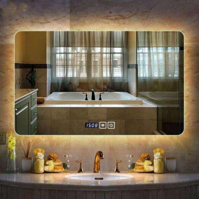 China Modern Bathroom Illuminated Wall Mounted Smart Cosmetic Led Mirror With Led Lighted Bathroom Mirror for sale