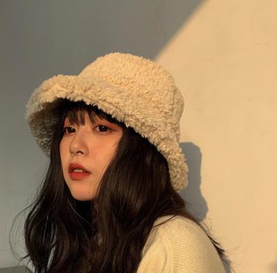 China Korean version cute female smart fisherman party hat autumn winter lamb plush COMMON thick warm hat for sale