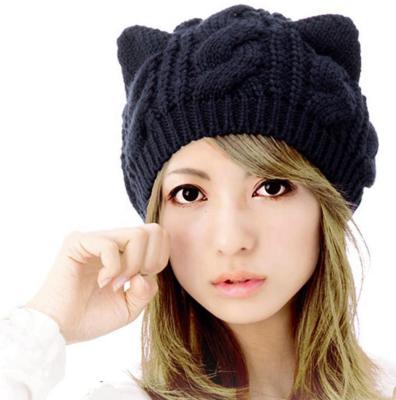 China New Korean Women's Autumn Beret Winter Women's Hat Cat Ear Wool Knitted Japanese Hat JOINT SEAL for sale