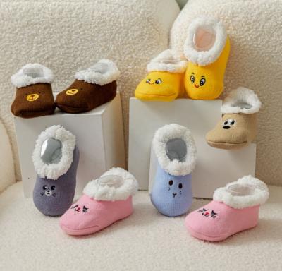 China 2022 New Design Thermal 2022 Thermal Cartoon Children Toddler Baby Non-slip Sock Kicks Slipper Shoes for sale