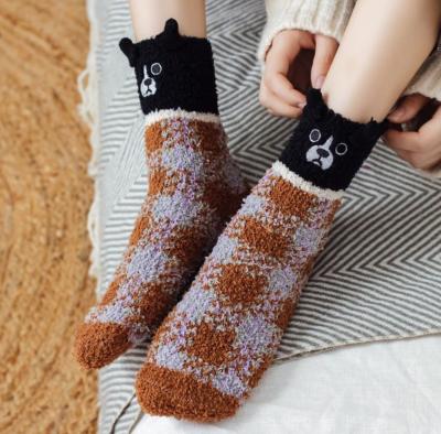 China Fuzzy Animal Coral Viable Sleep New Year Winter 3d Cartoon Fleece Viable Floor Sock Thick Warm Fluffy Comfortable Socks for sale