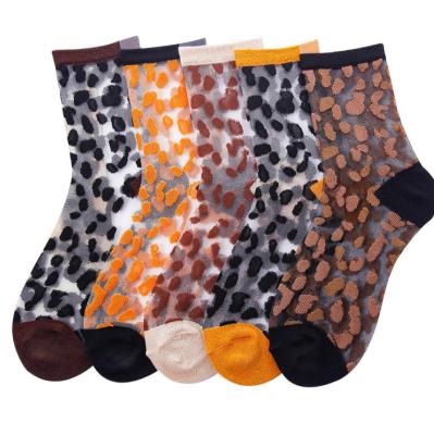 China Antibacterial Thin Crystal Net Lady Sexy Lady Tube Socks Antibacterial Print Leopard Print Tube Socks Summer Spring Glass Socks Wholesale for sale