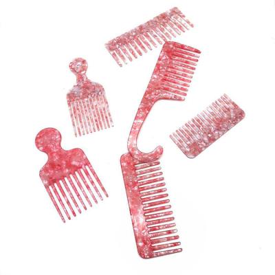 China Salon Barber Styling Cutting Tools High Quality Plastic Hair Comb Set Custom Logo Tooth Comb Set Pink Glittering Professional Wide for sale