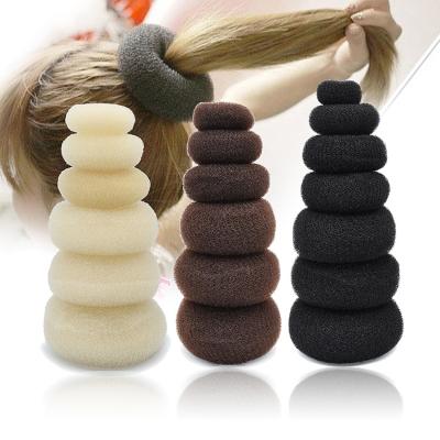 China For Big Hair Maker Home Wholesale Custom Donut Bun Donut Hair Solid Color Use Nylon Hair Donut Bun For Women for sale