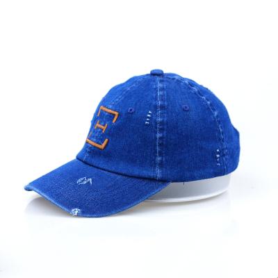 China COMMON Custom High Quanily Denim Cotton Distressed Meteal Single Adjustable Buckle Hats Gorras Twill Sports Leather ClousureDad Hat for sale