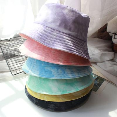 China Wholesale Custom Women Summer Colored Print Sun Hats Double Sided Tie Dye Bucket Hat for sale