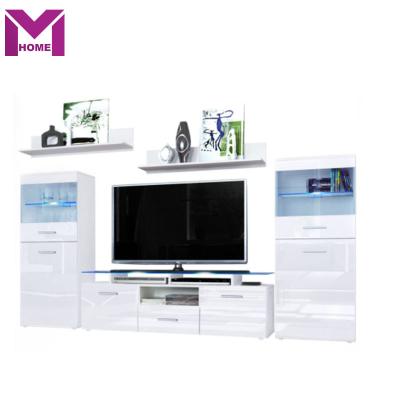 China Modern High Glossy Home Furniture 2019 Cabinet Tv Set Led Wall Mount Wall Unit for sale