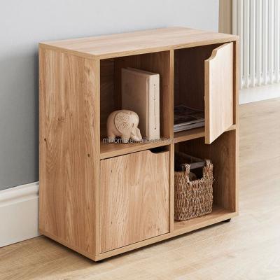 China PANEL 4 Cube 2 Door Wood Bookcase Shelving Display Stand Wood Storage Unit Shelf Door for sale