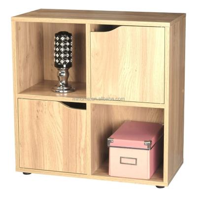 China PANEL Cube Wooden Storage 2 Door Cube Magazine CD Organizer Furniture Cabinet Oak 4 for sale