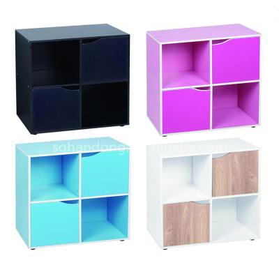 China Cube Style Low Price New Model Simple Black Color Wooden Corner Bookcase for sale