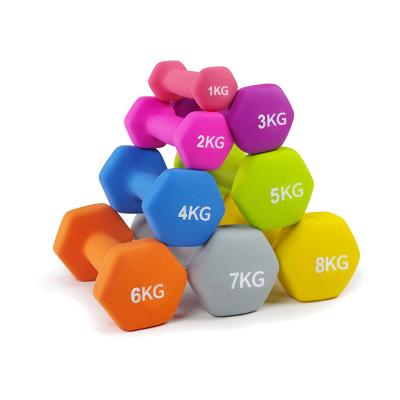 China Universal Hex Neoprene Equipment Gym Weight Dumbbell Vinyl Coated Rubber Dumbbell for sale