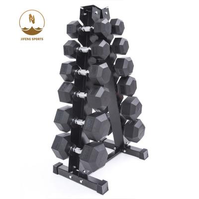 China Universal Gym Hex Dumbbells Rubber Wrapped Solid Weights 10 Kg Steel Dumbbells Cast Hex Dumbbell Set for sale