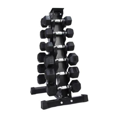 China Factory Price Durable Vertical Dumbbell Rack Three Six Ten Pairs Dumbbell Rack For Hex Rubber Dumbbell for sale