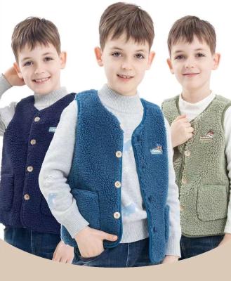 China Boy's Fleece Vest Boy's Autumn and Winter Outerwear Winter Breathable Lamb Shear Children's Baby Vest Waistcoat for sale