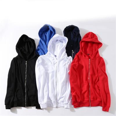 China 2022 Breathable White Terry Thin Sport Solid Color Zipper Up Spring Hooded Men's Jacket Hoodies Volume for sale