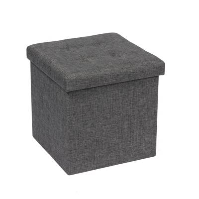 China Hot Sale Foldable Multi Function Storage Cloth Ottoman Foldable Square Material With Bottom Storage Rack for sale