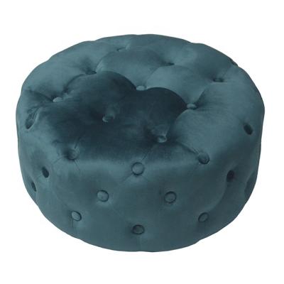 China Foldable Button Design Velvet Stool Tufted Ottoman for sale