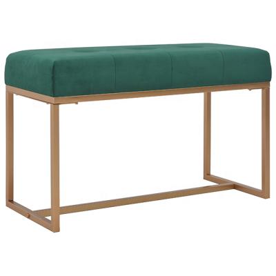 China Nice Foldable Green Foam Upholstery Fabric Upholstery Velvet Finish Metal Frame Brass Bench for sale