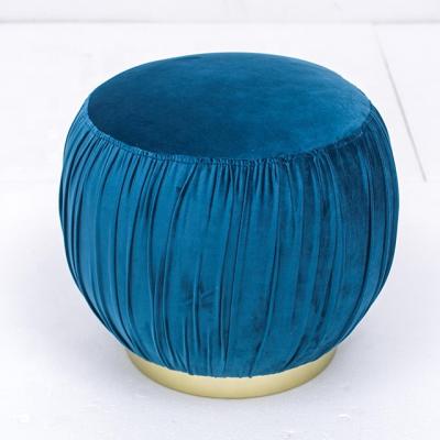 China OEM Customized Modular Round Ottoman Ottoman With Gold Metal Stainless Steel Fabric Foam Chair Stool Base Home Furniture for sale