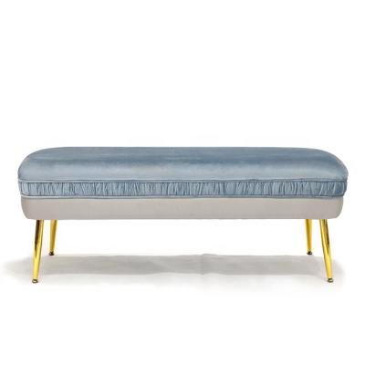 China Nordic Living Room Soft Nordic Hotel Bedroom Hotel Household Long Stool Change Stool Metal Velvet Bench Shoe Luxury Ottoman Stool for sale