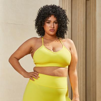 China New Summer Sustainable Design Yellow Bra Women Sports Cycling Clothes Exercise Plus Size Ladies Fitness Tops Bras for sale