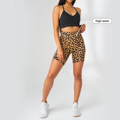 China New Design Breathable Women Cycling Sports Bra Biker Shorts Set Leopard Print Fitness Yoga Sets for sale