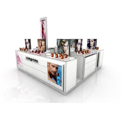 China Eco-friendly wooden counter display wood/MDF perfume store shopping mall kiosk for sale