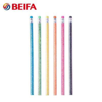 China office & Wholesale price Beifa brand MA0004 office and school glitter eraser school pencil best color standard wooden pencil for sale