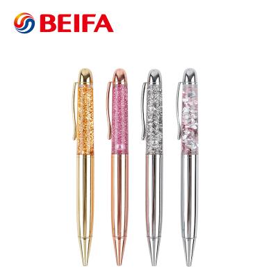 China office & Custom High Quality Liquid Glitter Crystal Twist Metal Ballpoint Pen Fancy Flow School Pen KD962619 With Glitter Style for sale