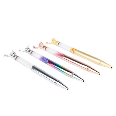 China office & Hot Sale Metal Pen KD964006 School Gift Deer Head Liquid Foil Fancy Tip Pen For Girls for sale