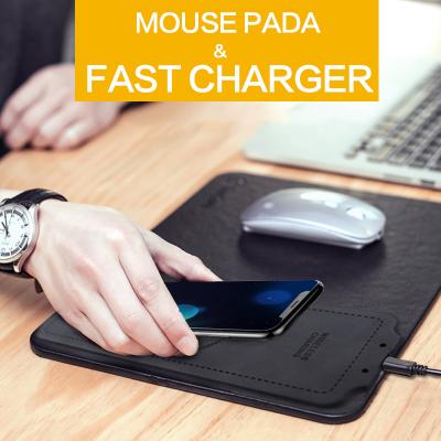 China MOUSE PAD WIRELESS CHARGER 2018 10W 2 int 1 q black fast wireless phone charger large pu mouse pad for mobile phones for sale