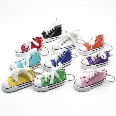 China Mini Canvas Shoes Keyring Accessories 3D Sneaker Tennis Key Chain Candy Color Plastic Cute Sport Shoes Jewelry For Kids Bag Key Chain for sale