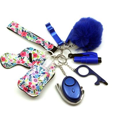 China Metal Alarm Keychains for Girls and Kids Self Defense and Emergency Safety Wholesale Self Defense Key Chain Set with Pepper Spray for sale