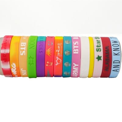 China Promotional Advertising With Message Debossed Wristband Silicone Elastic Band Custom Wristband Kids Wrist Bands for sale