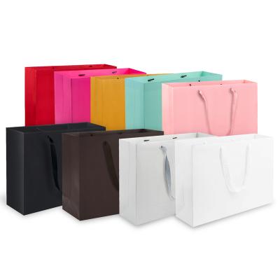 China Recyclable Lipack Multiple Color Printed Flat Handle Paper Gift Bag Large Paper Bags For Gift Shopping Packaging for sale